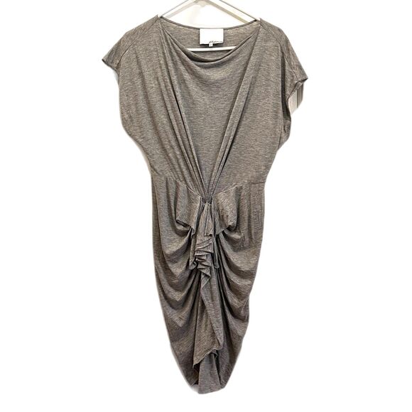 3.1 Phillip Lim Gray Rusched Wool Midi Dress Women's Size Small - Picture 2 of 9